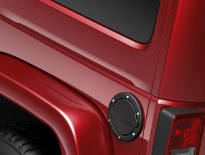 Die Tankklappe des Jeep Wrangler-Sondermodells Black Edition