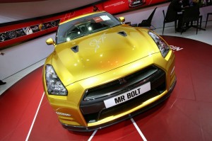 Die Nissan Usain Bolt Gold GT-R Limited Edition auf der Detroit Auto Show 2013