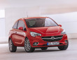 2014 Opel Corsa E in rot und in der Frontansicht